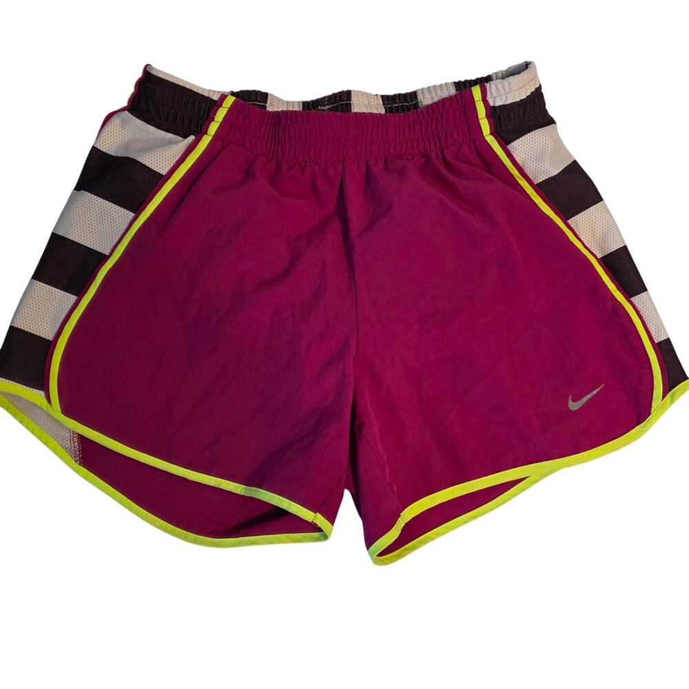 Nike Dri-FIT Tempo Striped Mesh Running Shorts‎ Women's Size XS Pink Lime